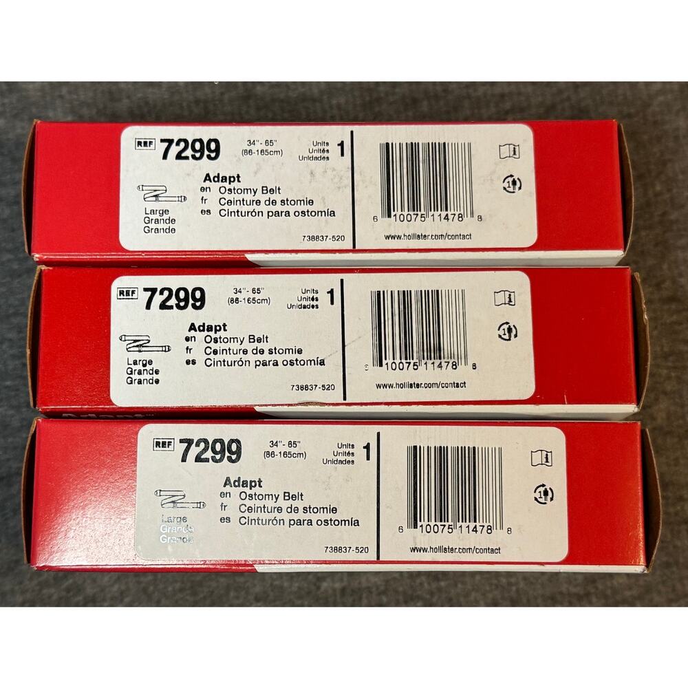 (6) Hollister Adapt #7299 Adjustable Ostomy Belt 34" x 65" Large - 6 Boxes